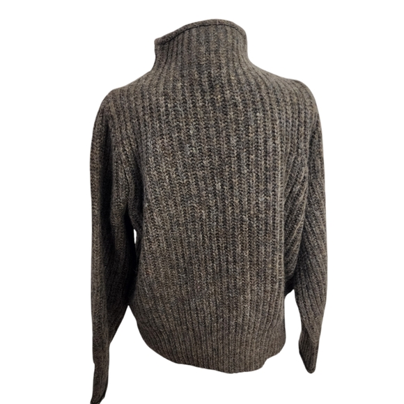 EUC Madewell Puff Sleeve Loretto Mockneck Pullover Sweater in Heather Otter - Picture 9 of 14